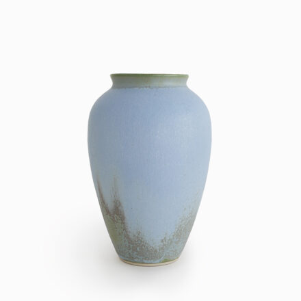 Stoneware Flower Vase -crystallized blue green h18